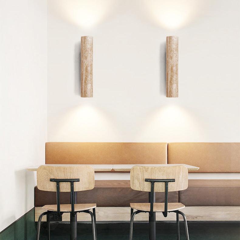 Minimalist Travertine Stone Wall Sconce | Up and Down Glow LED Light for Hallway 4