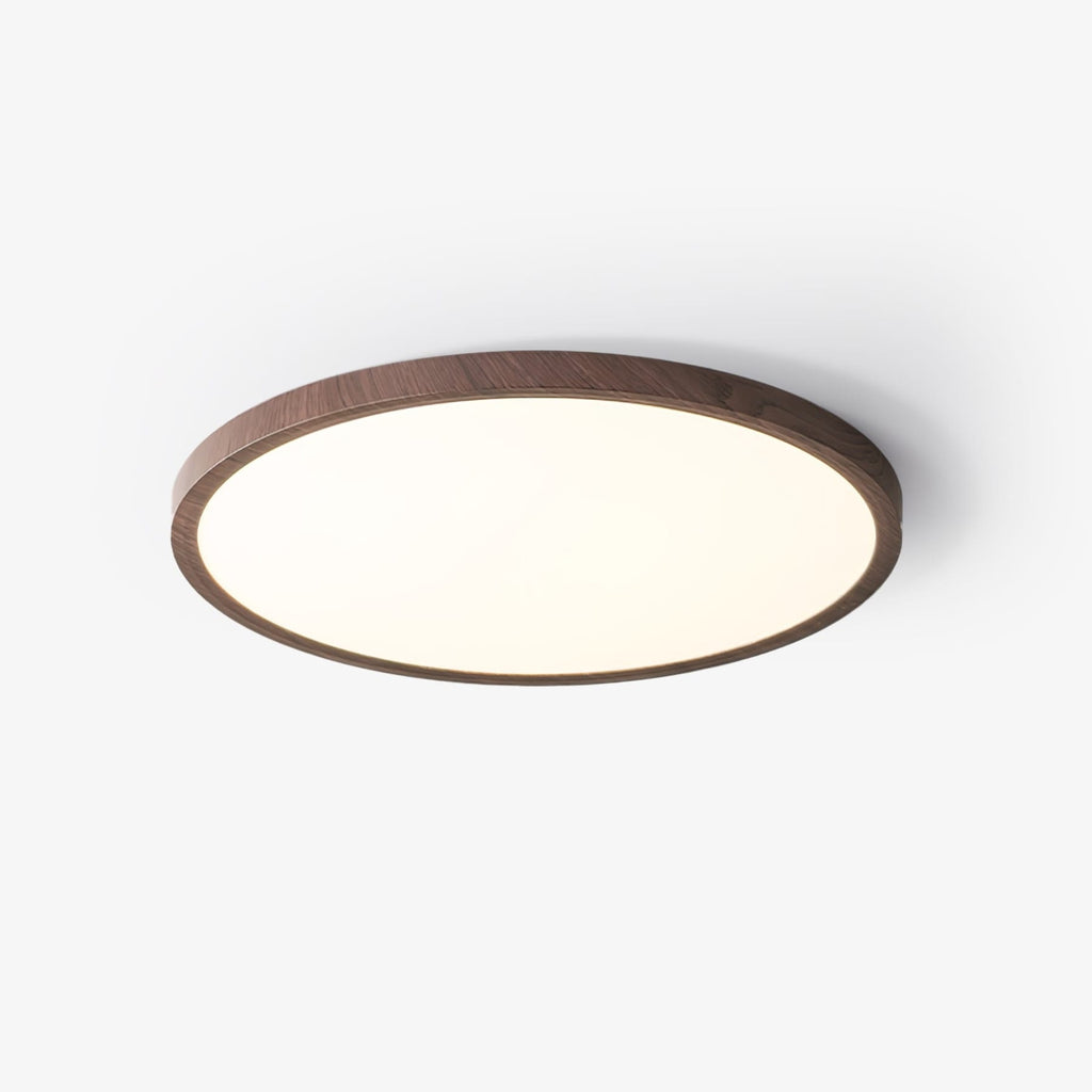 Minimalist Walnut Wood Flush Mount Ceiling Light | Slim Design Hardwired Fixture for Living Room 0