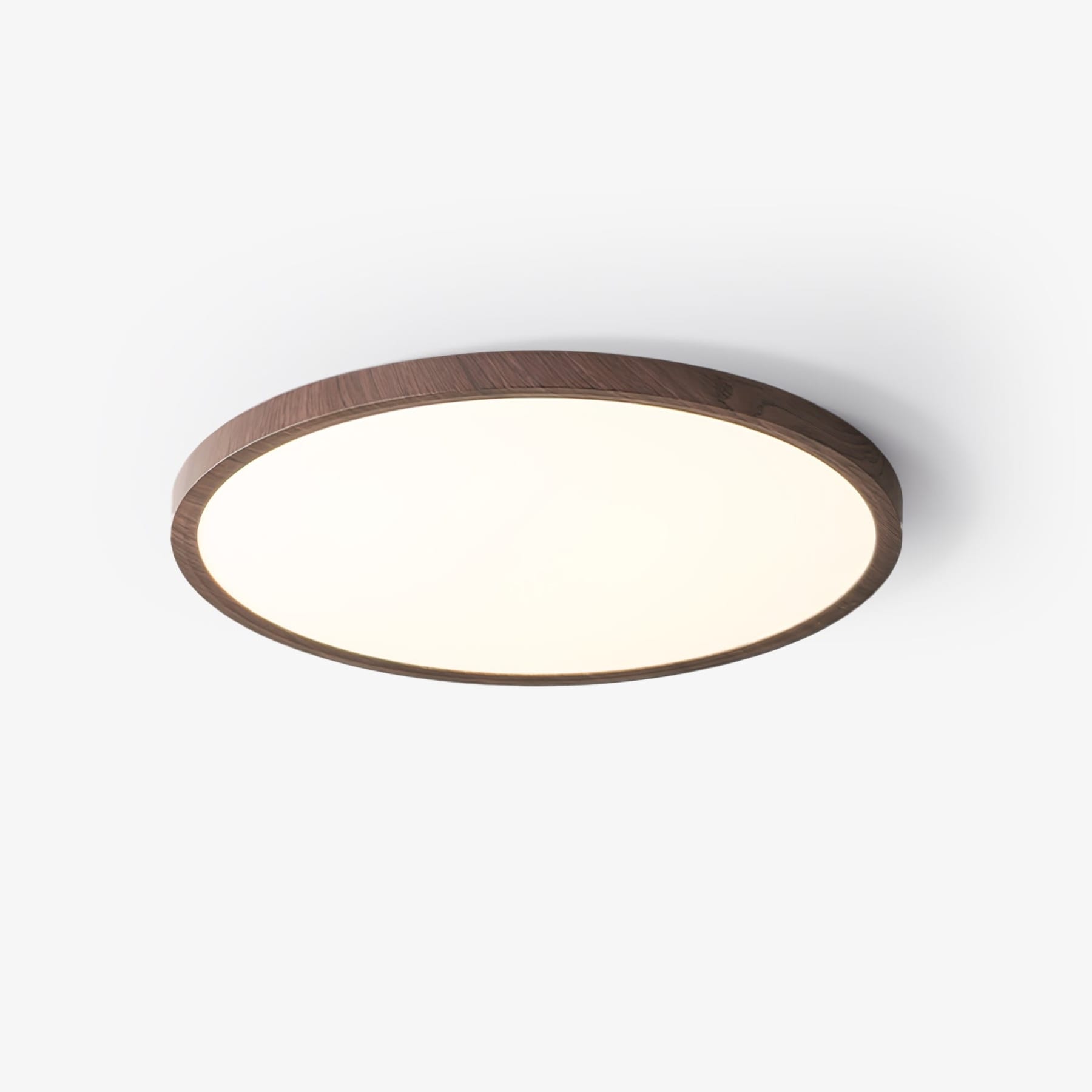 Minimalist Walnut Wood Flush Mount Ceiling Light | Slim Design Hardwired Fixture for Living Room 0