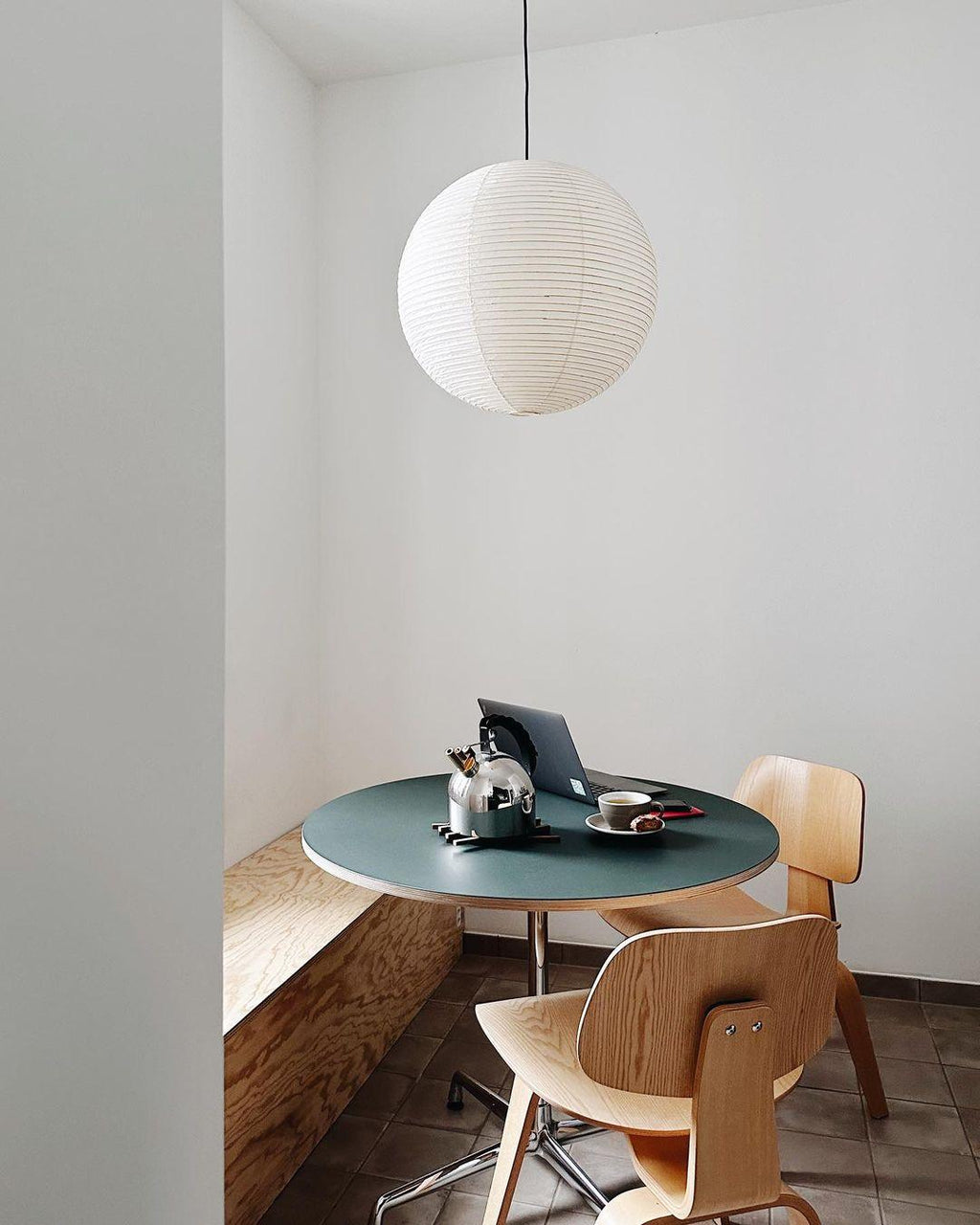 Minimalist White Cotton Paper Pendant Light | Ribbed Shade Hardwired Fixture for Dining Room 6