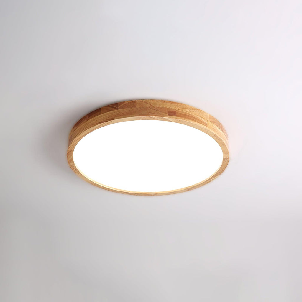 Minimalist Wood Flush Mount Ceiling Light | Integrated LED Dimmable Fixture for Living Room 0