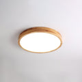 Minimalist Wood Flush Mount Ceiling Light | Integrated LED Dimmable Fixture for Living Room 0