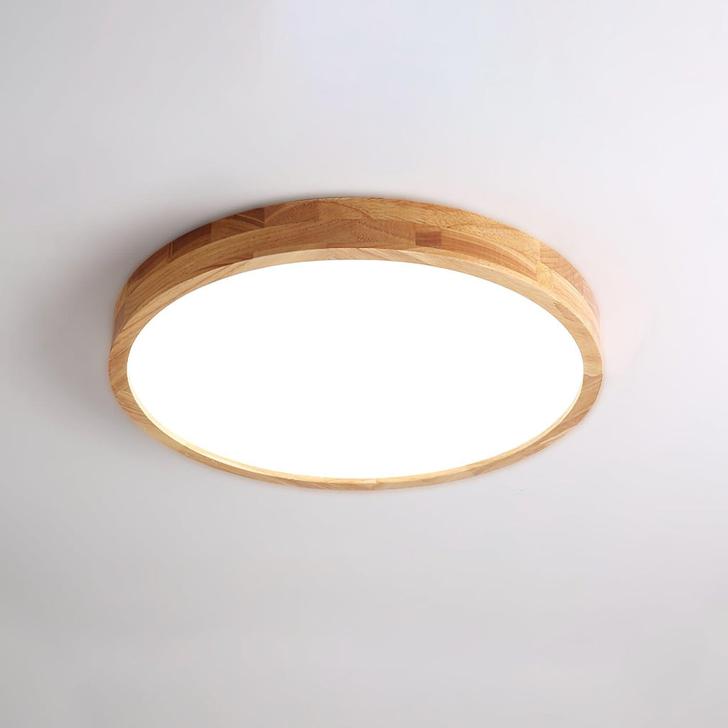 Minimalist Wood Flush Mount Ceiling Light | Integrated LED Dimmable Fixture for Living Room 10
