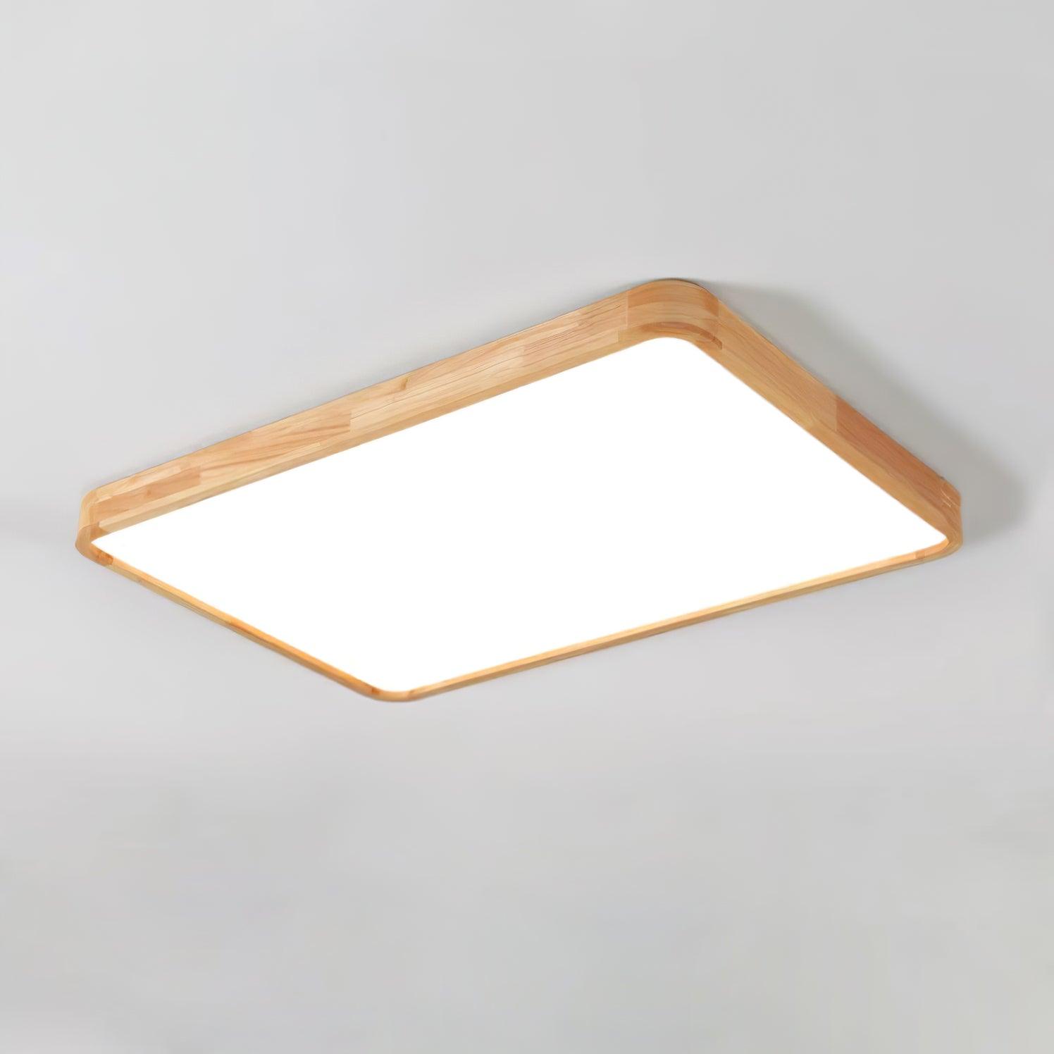 Minimalist Wood Flush Mount Ceiling Light | Integrated LED Dimmable Fixture for Living Room 11