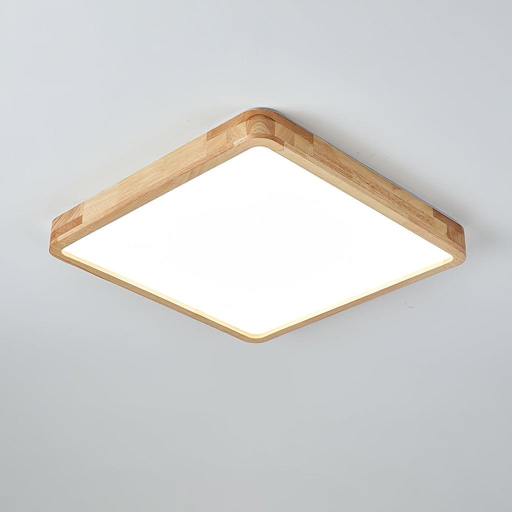 Minimalist Wood Flush Mount Ceiling Light | Integrated LED Dimmable Fixture for Living Room 12