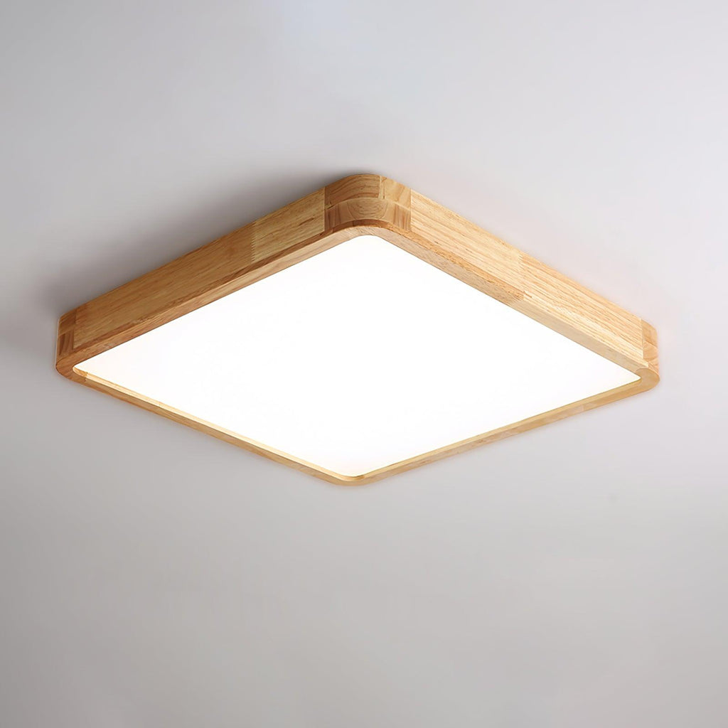 Minimalist Wood Flush Mount Ceiling Light | Integrated LED Dimmable Fixture for Living Room 13