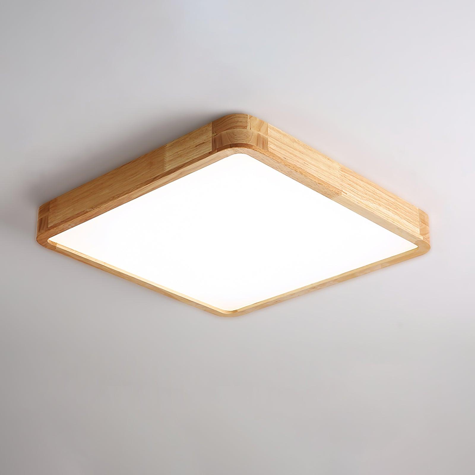 Minimalist Wood Flush Mount Ceiling Light | Integrated LED Dimmable Fixture for Living Room 13