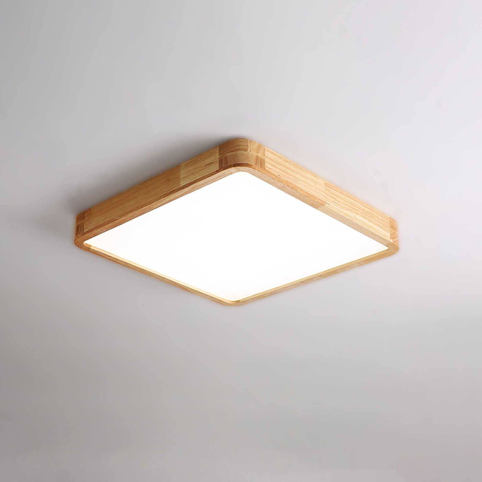 Minimalist Wood Flush Mount Ceiling Light | Integrated LED Dimmable Fixture for Living Room 14