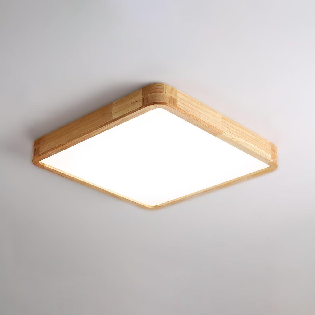 Minimalist Wood Flush Mount Ceiling Light | Integrated LED Dimmable Fixture for Living Room 15