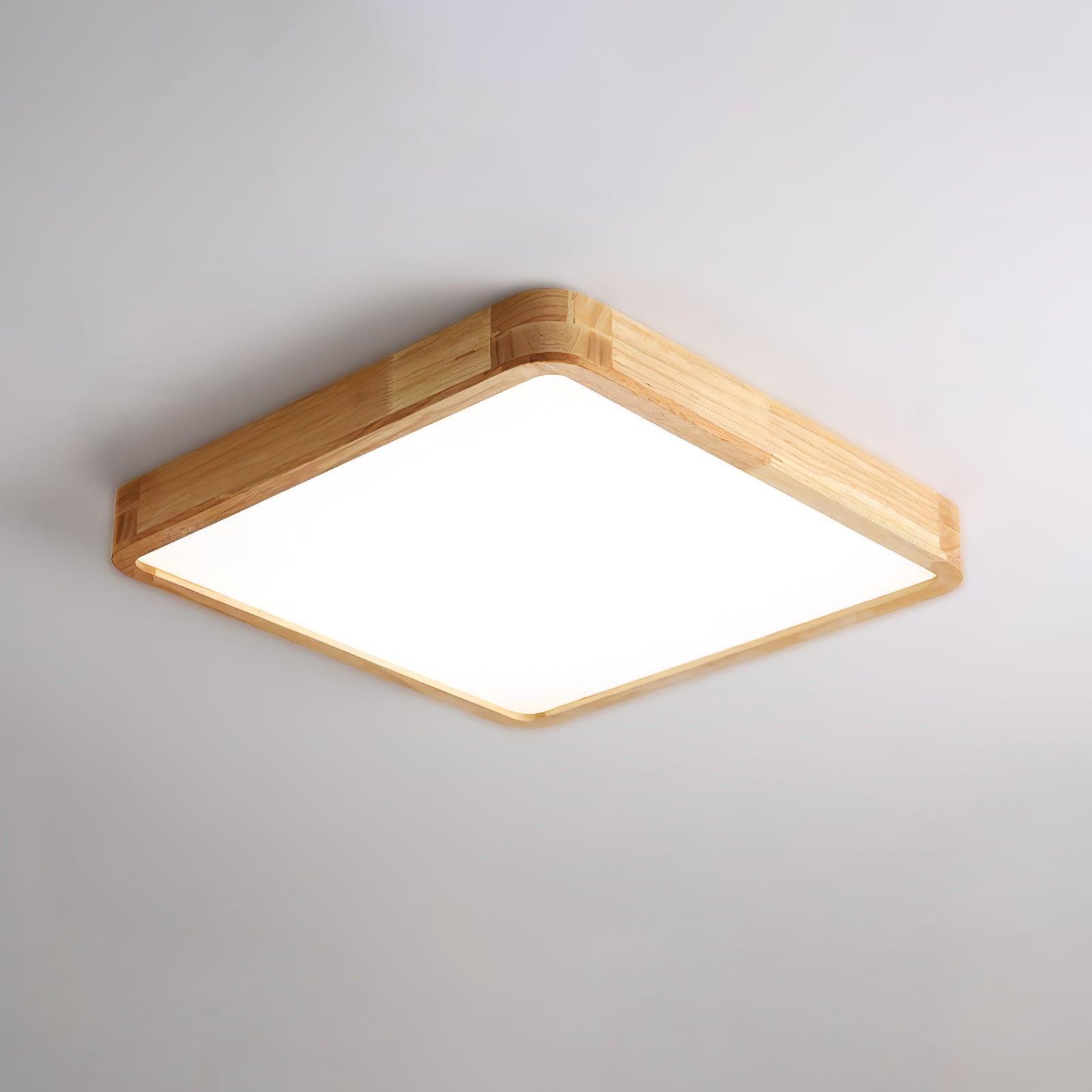 Minimalist Wood Flush Mount Ceiling Light | Integrated LED Dimmable Fixture for Living Room 15