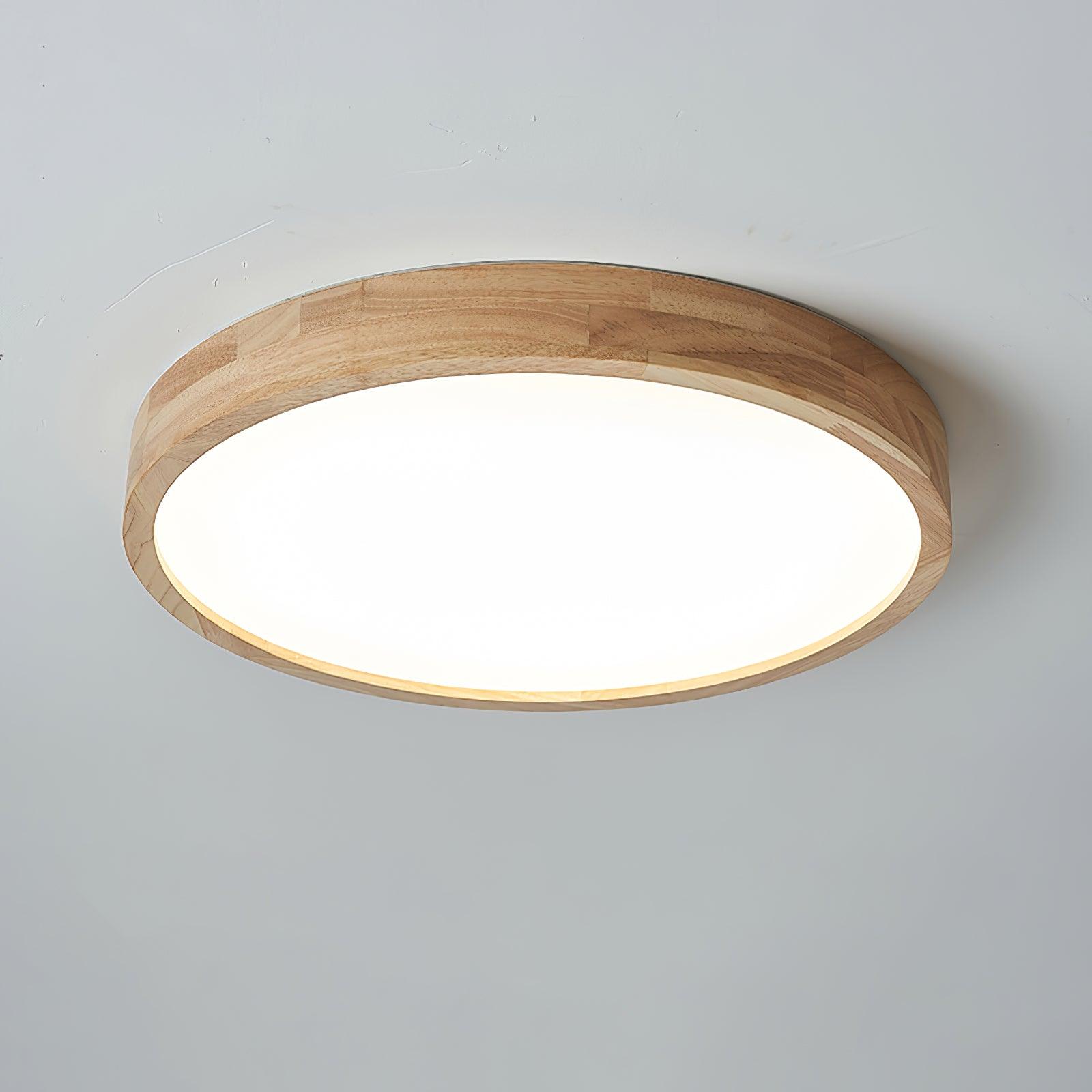 Minimalist Wood Flush Mount Ceiling Light | Integrated LED Dimmable Fixture for Living Room 16