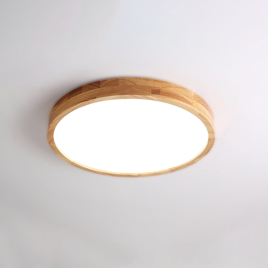 Minimalist Wood Flush Mount Ceiling Light | Integrated LED Dimmable Fixture for Living Room 9