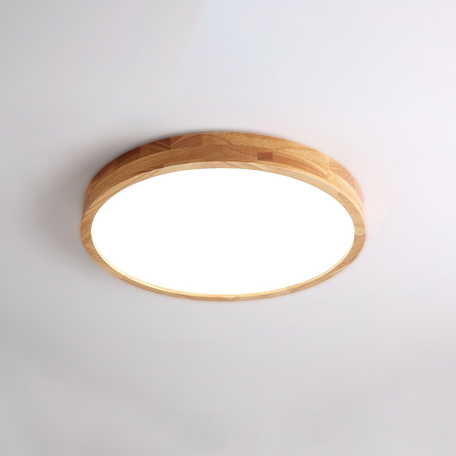 Minimalist Wood Flush Mount Ceiling Light | Integrated LED Dimmable Fixture for Living Room 9