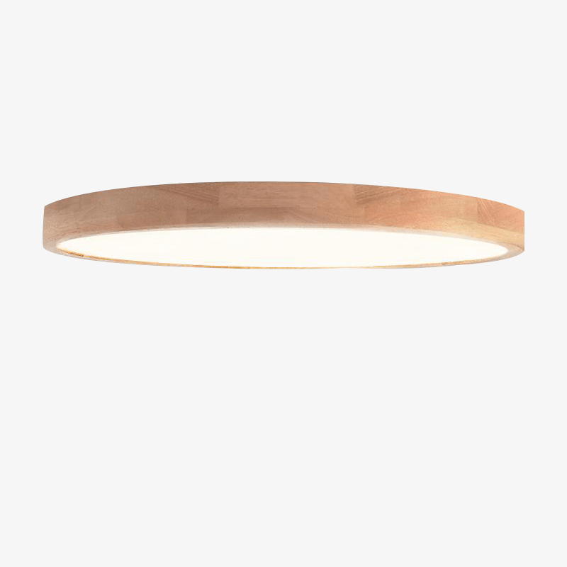 Minimalist Wood Round Ceiling Light with Integrated LED | Slim Profile for Living Room and Hallway 0