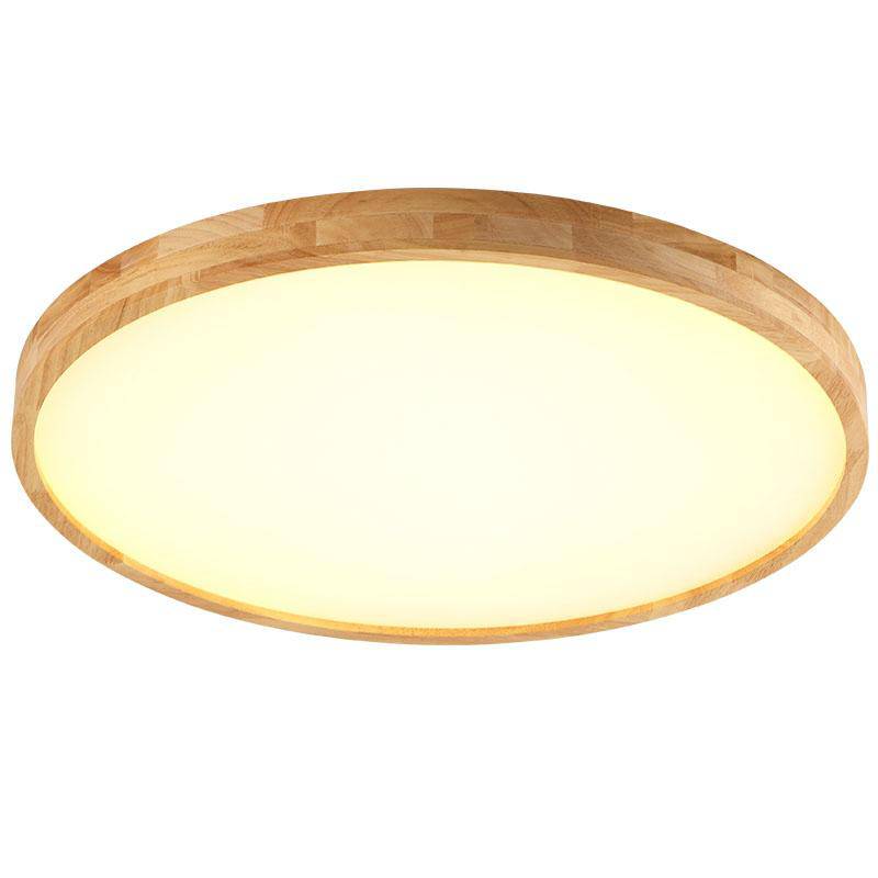 Minimalist Wood Round Ceiling Light with Integrated LED | Slim Profile for Living Room and Hallway 3