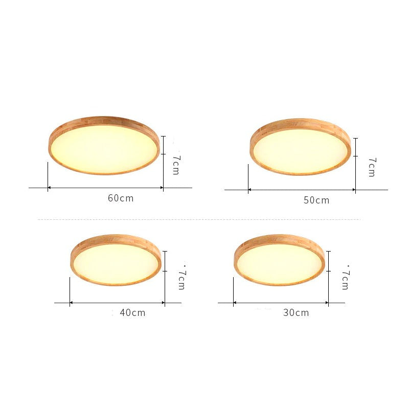 Minimalist Wood Round Ceiling Light with Integrated LED | Slim Profile for Living Room and Hallway 4