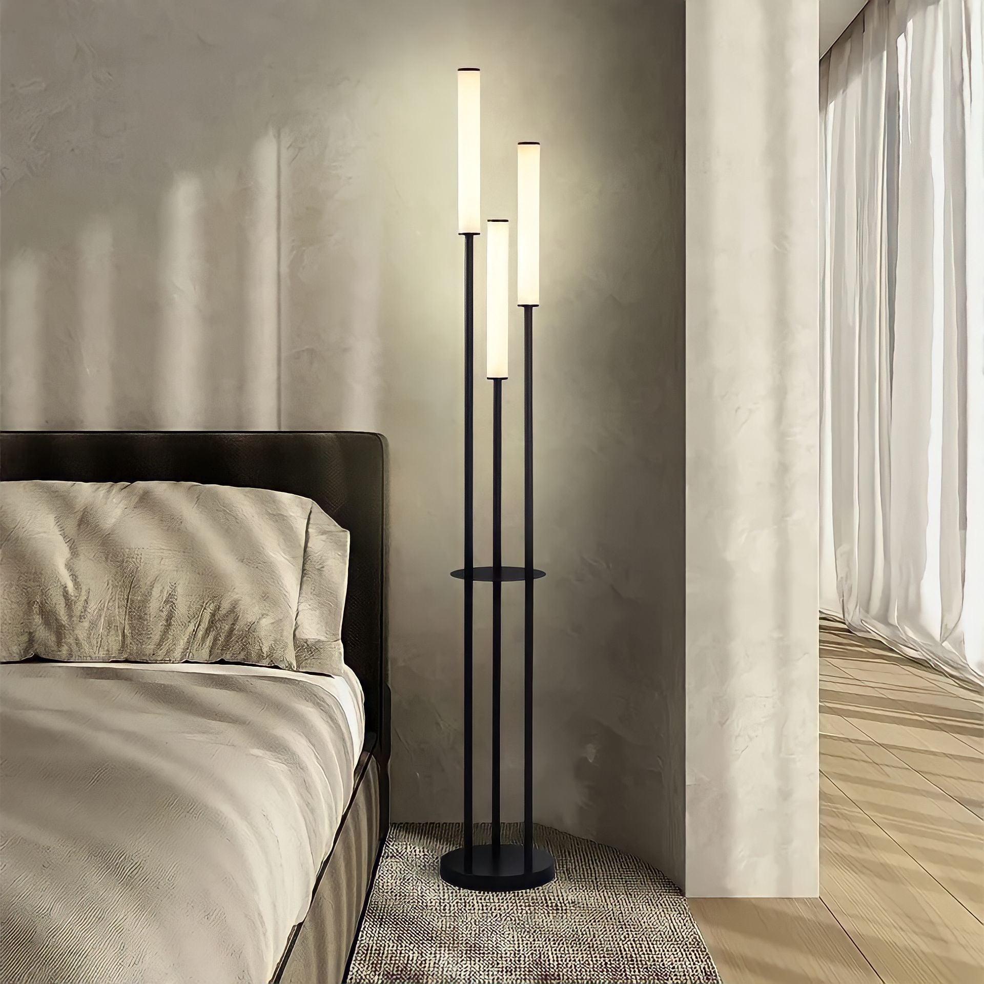 Modern Aluminium 3-Light LED Floor Lamp | Dimmable Remote Control for Living Room 0