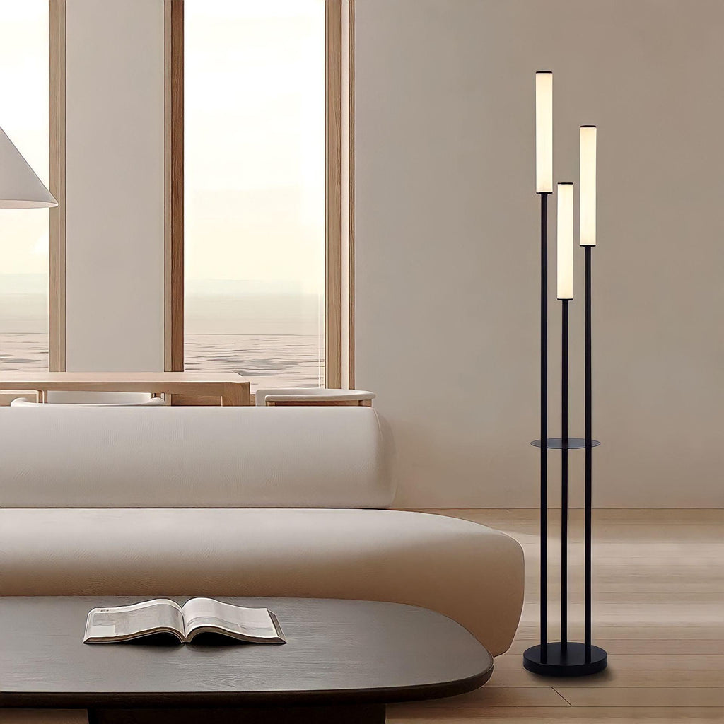 Modern Aluminium 3-Light LED Floor Lamp | Dimmable Remote Control for Living Room 1
