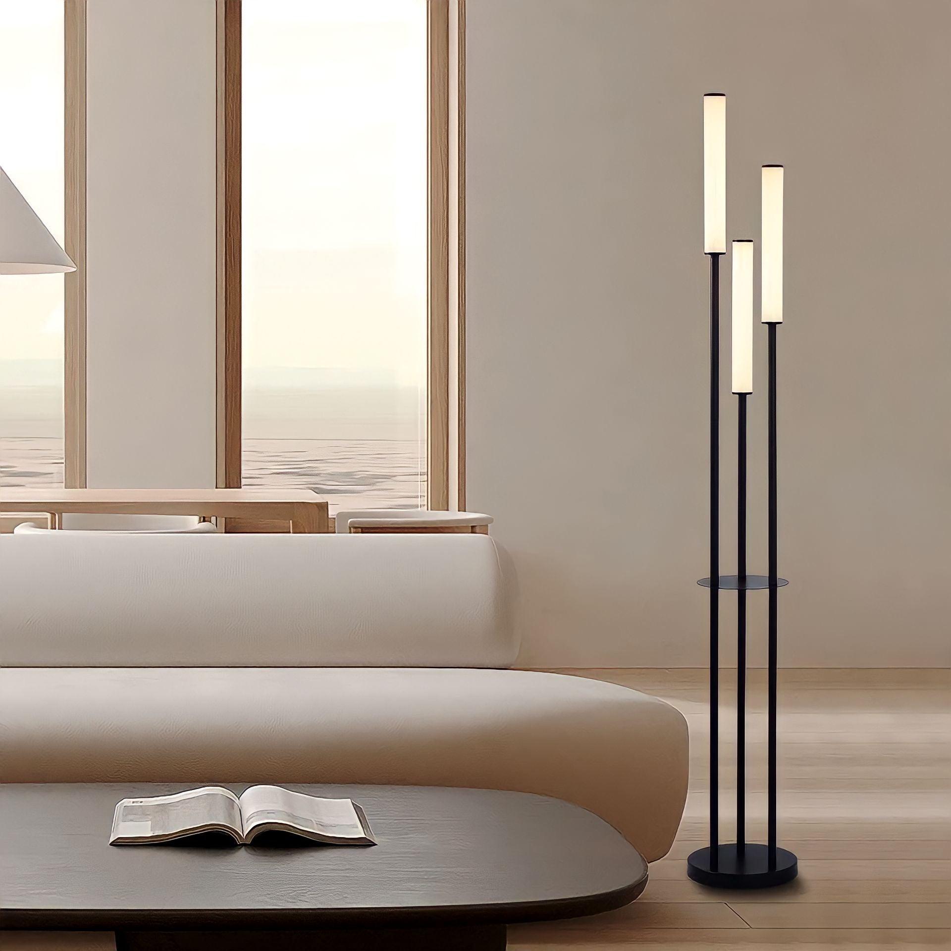Modern Aluminium 3-Light LED Floor Lamp | Dimmable Remote Control for Living Room 1