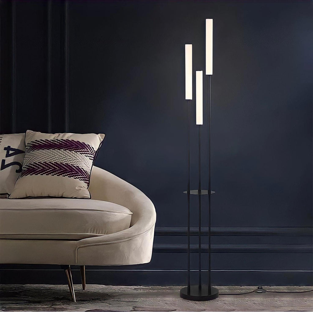 Modern Aluminium 3-Light LED Floor Lamp | Dimmable Remote Control for Living Room 2