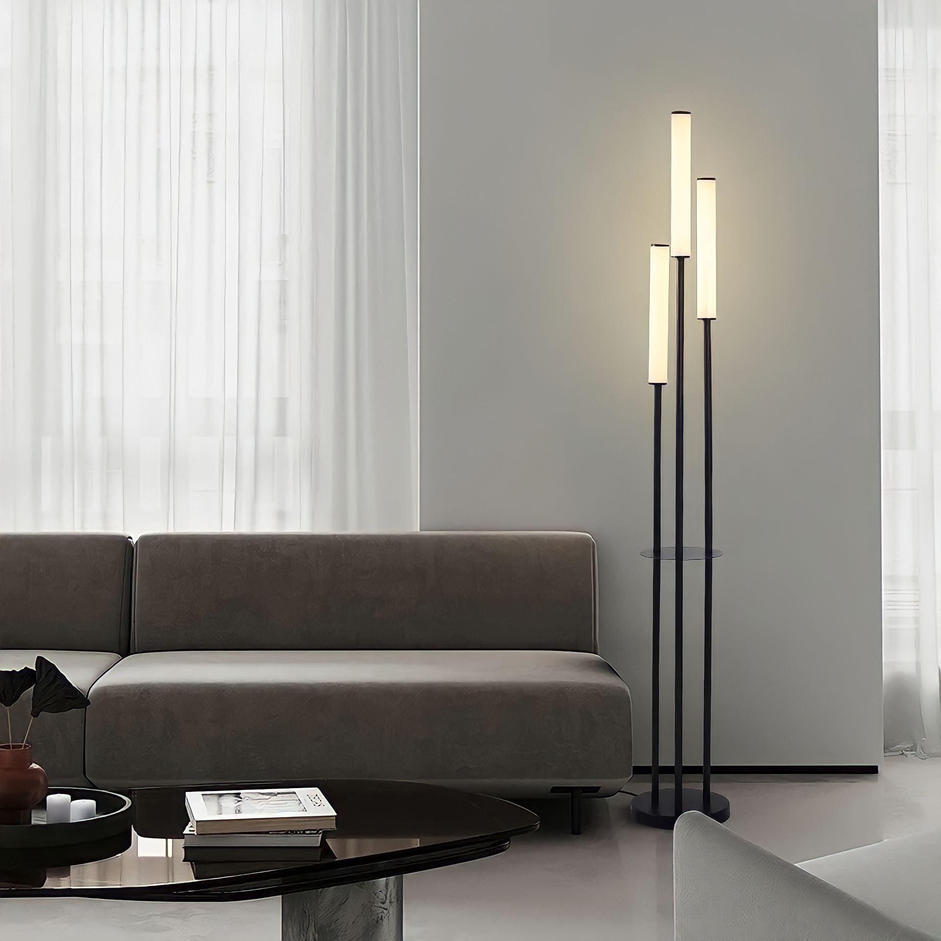 Modern Aluminium 3-Light LED Floor Lamp | Dimmable Remote Control for Living Room 3