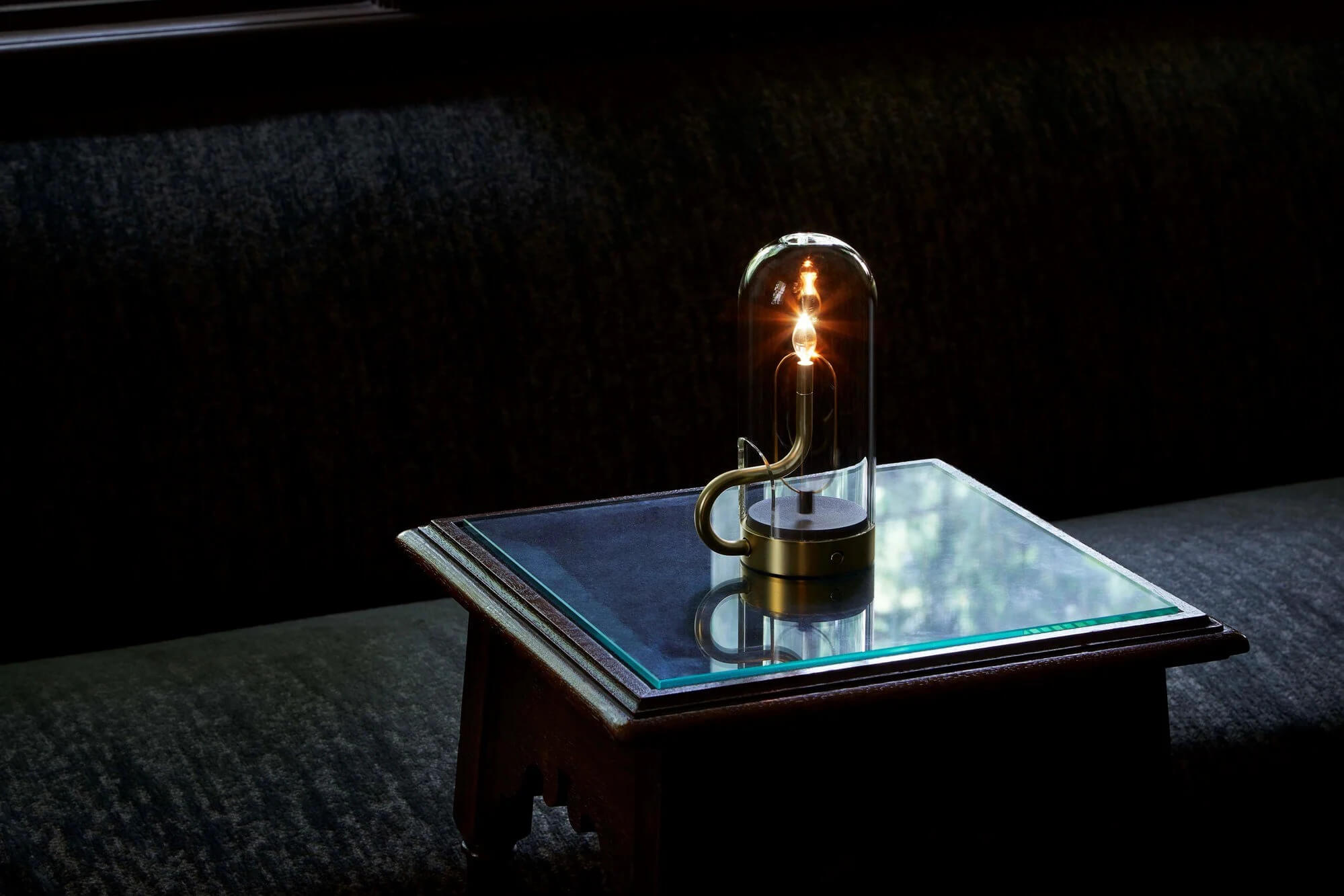 Modern Aluminum and Glass Table Lamp | Battery Operated Portable Light for Living Room 2