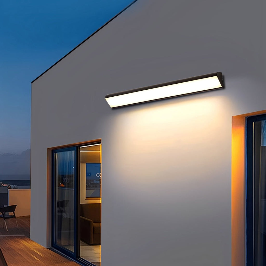 Modern Black Aluminium Outdoor Wall Light | Waterproof LED Strip Fixture for Garden and Patio 2