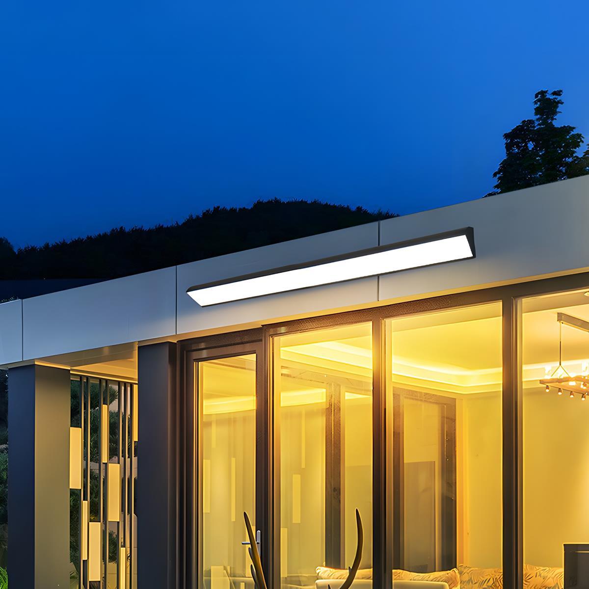 Modern Black Aluminium Outdoor Wall Light | Waterproof LED Strip Fixture for Garden and Patio 3