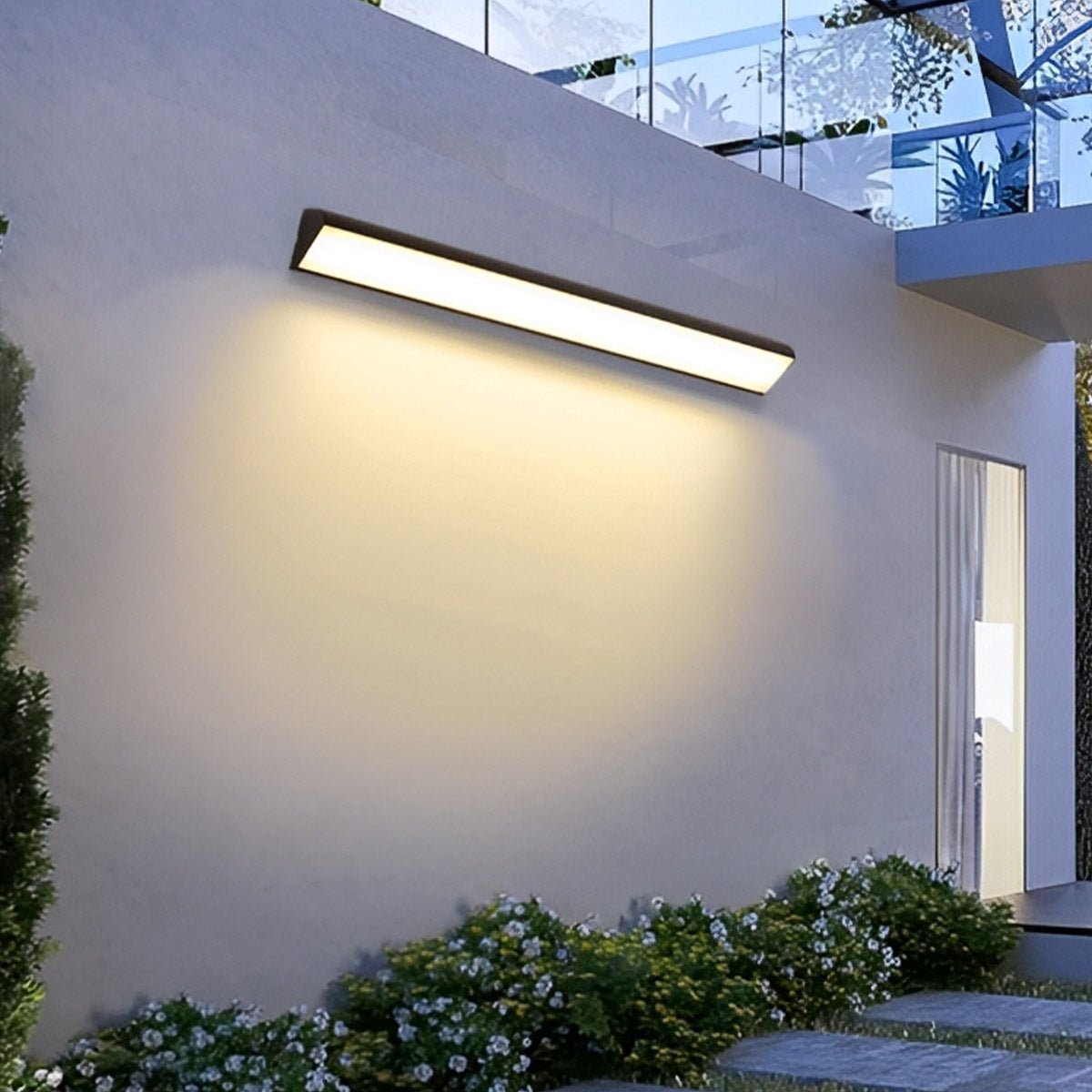 Modern Black Aluminium Outdoor Wall Light | Waterproof LED Strip Fixture for Garden and Patio 4