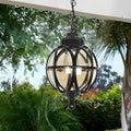 Modern Black Aluminum Outdoor Chandelier with Glass Balls | Adjustable Waterproof Hanging Light for Garden 0