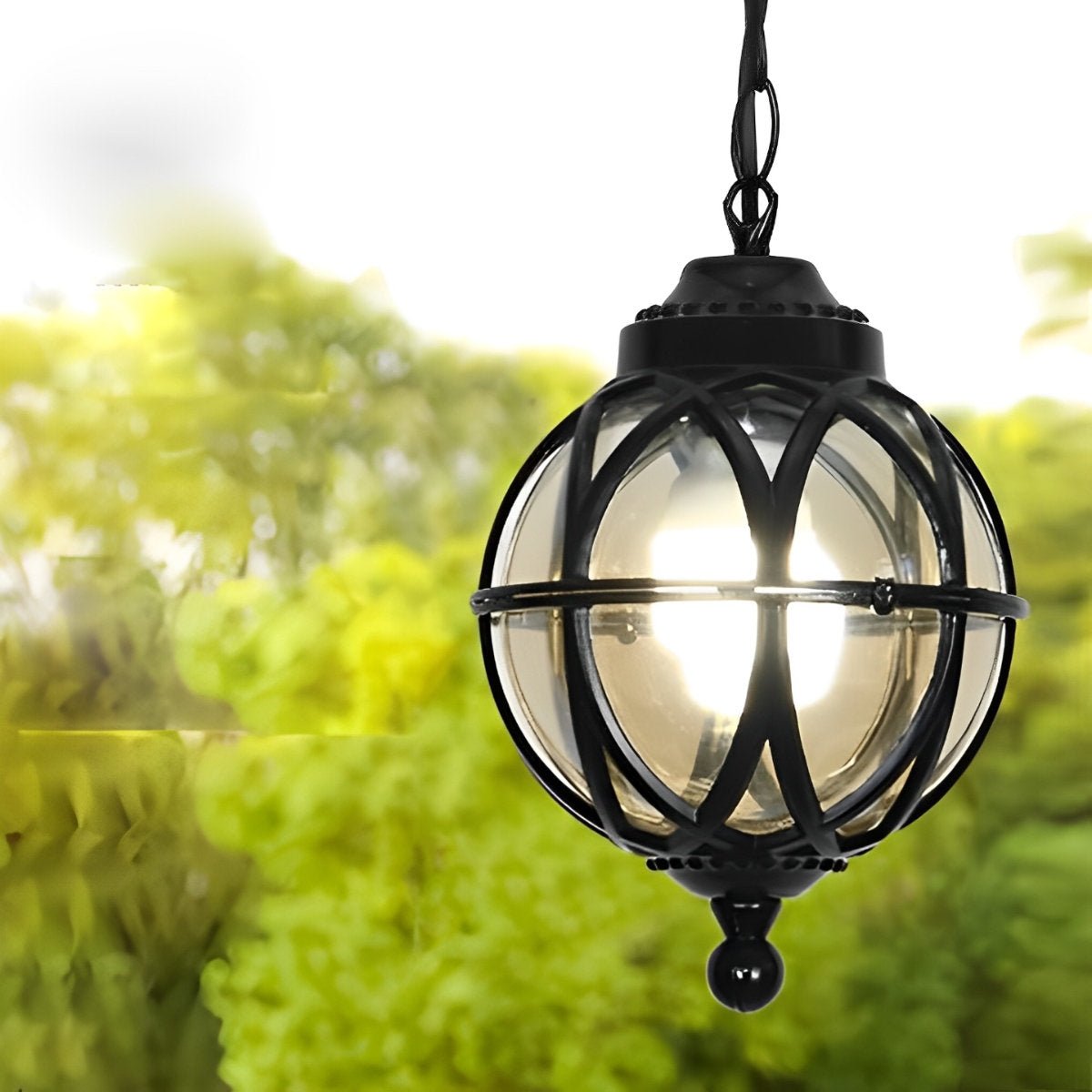 Modern Black Aluminum Outdoor Chandelier with Glass Balls | Adjustable Waterproof Hanging Light for Garden 2