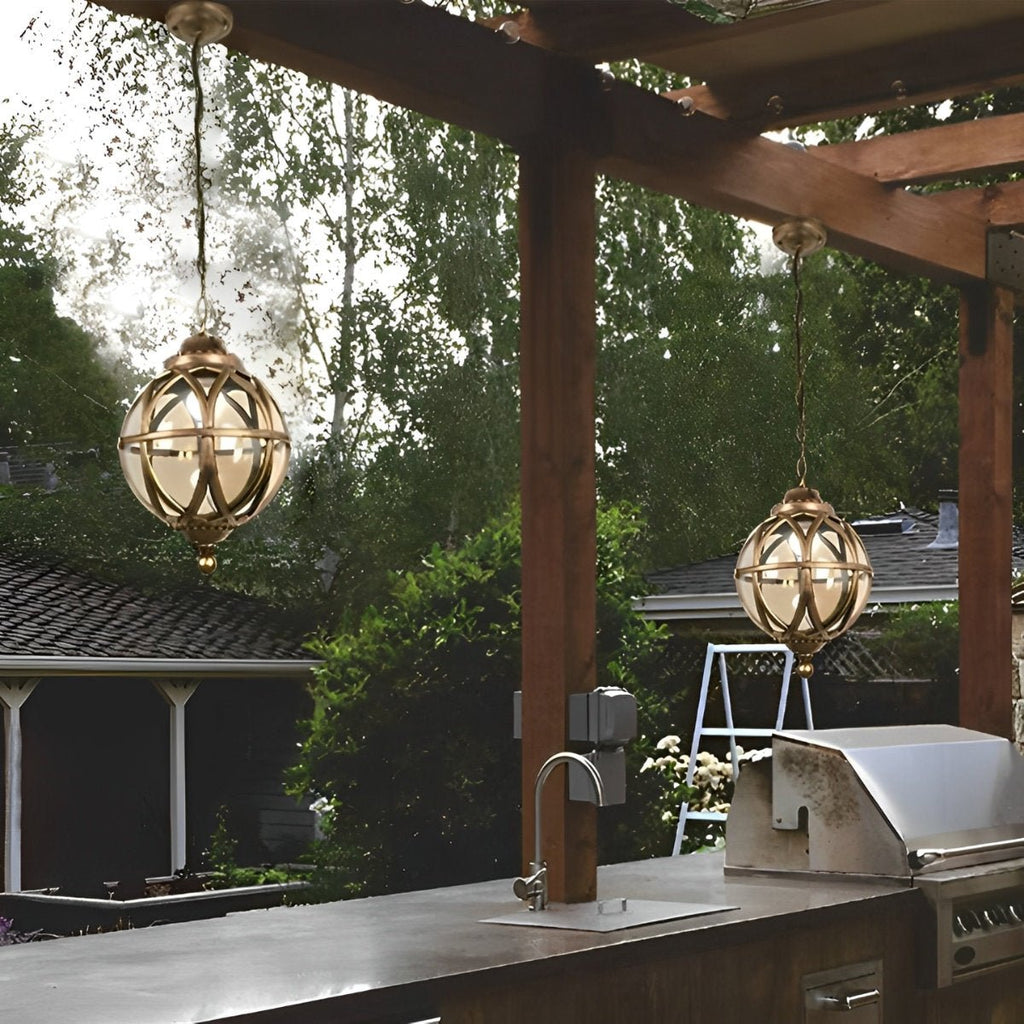 Modern Black Aluminum Outdoor Chandelier with Glass Balls | Adjustable Waterproof Hanging Light for Garden 5