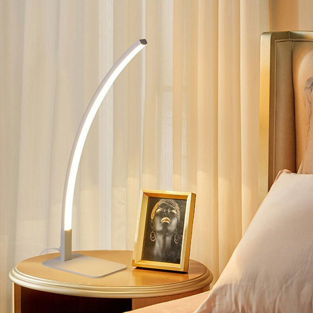 Modern Black Metal Arc Table Lamp | Adjustable LED Dimming Light for Bedroom 0