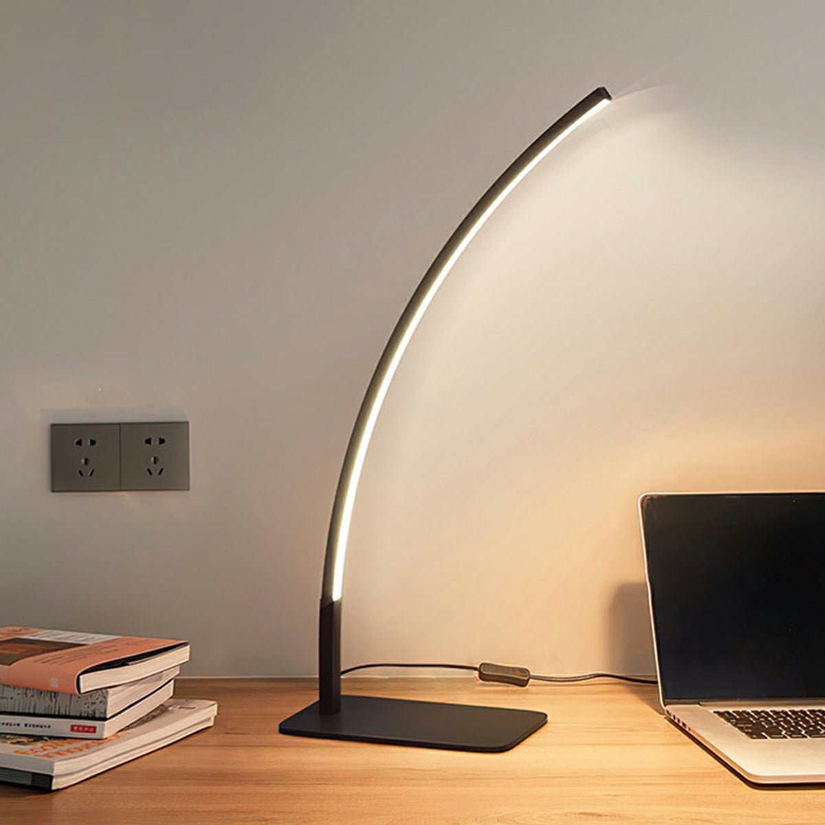 Modern Black Metal Arc Table Lamp | Adjustable LED Dimming Light for Bedroom 1