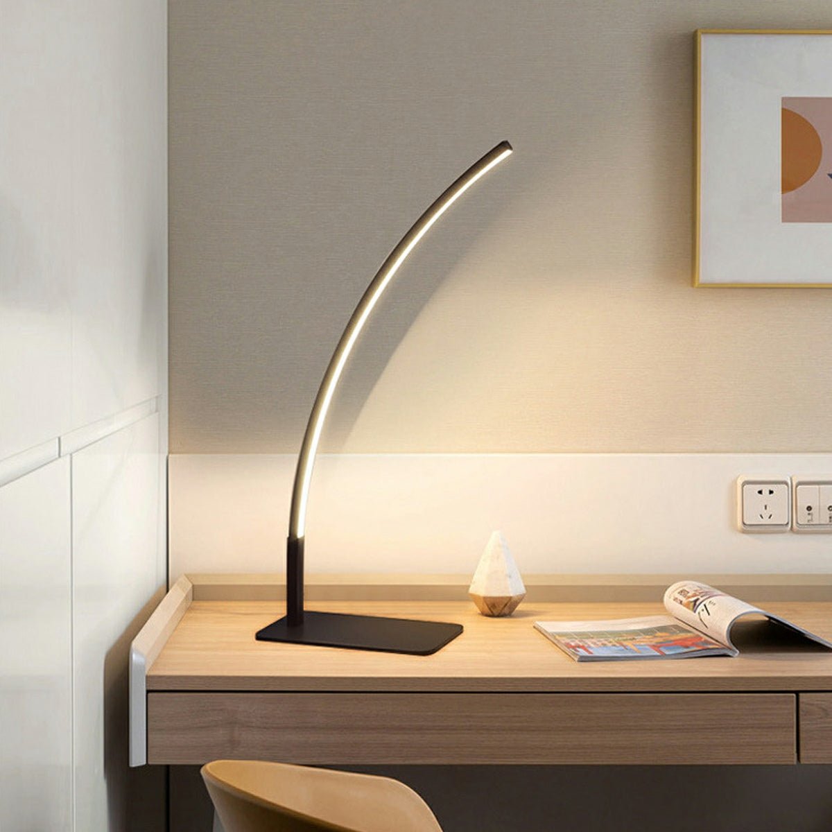 Modern Black Metal Arc Table Lamp | Adjustable LED Dimming Light for Bedroom 6