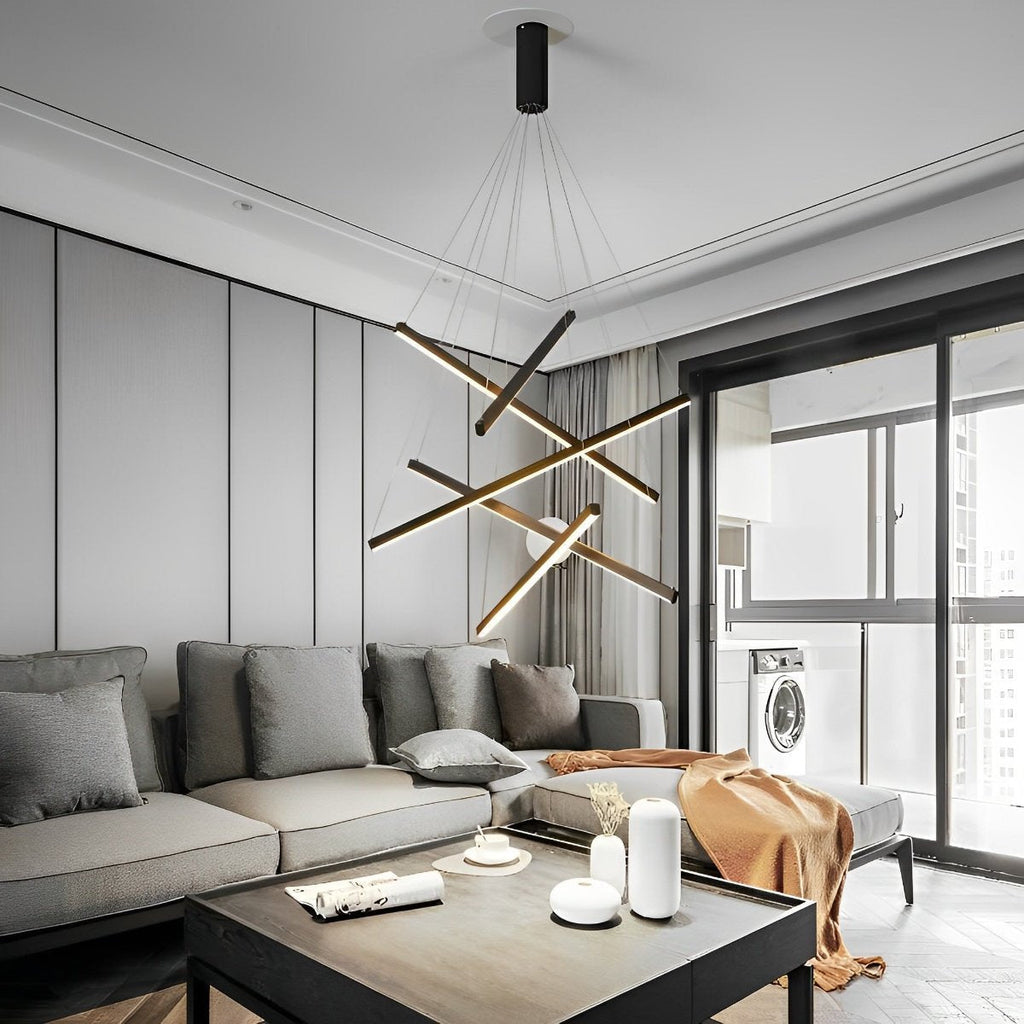 Modern Black Metal Chandelier Light with Remote Control | Stepless Dimming for Living Room 1