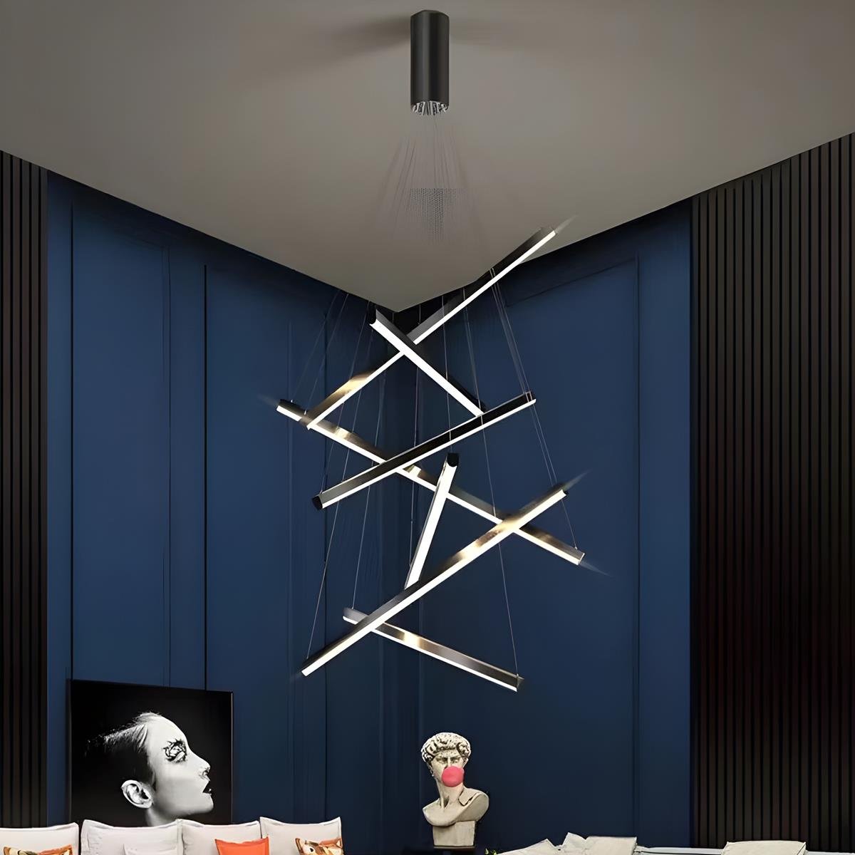 Modern Black Metal Chandelier Light with Remote Control | Stepless Dimming for Living Room 5