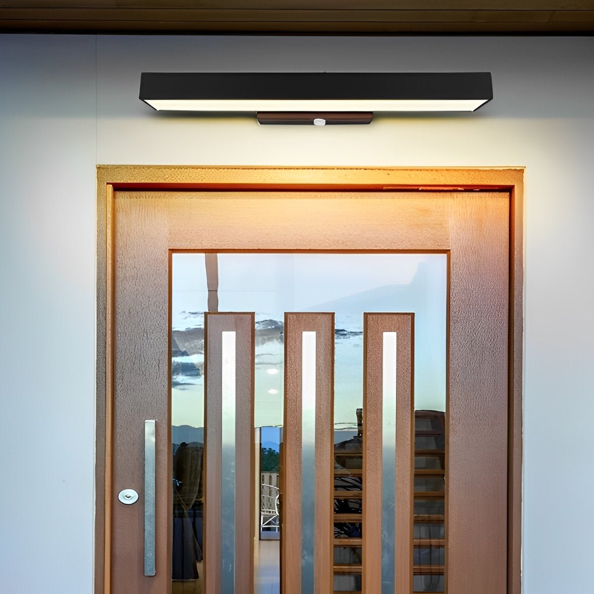 Modern Black Stainless Steel Outdoor Wall Light | Waterproof Motion Sensor for Entrance 1