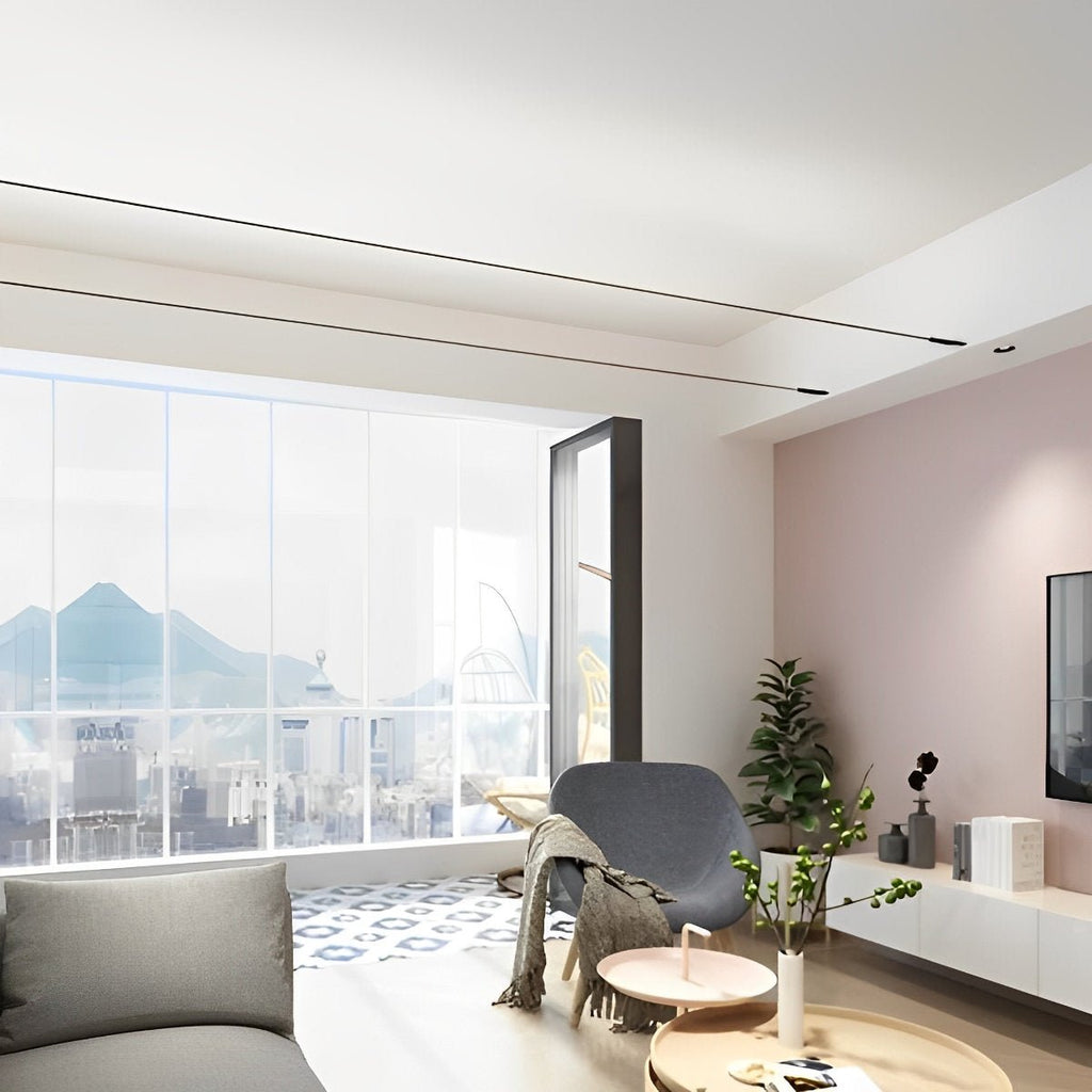 Modern Black Steel LED Strip Lights | Rotatable Dimmable Indoor Lighting for Living Room 9