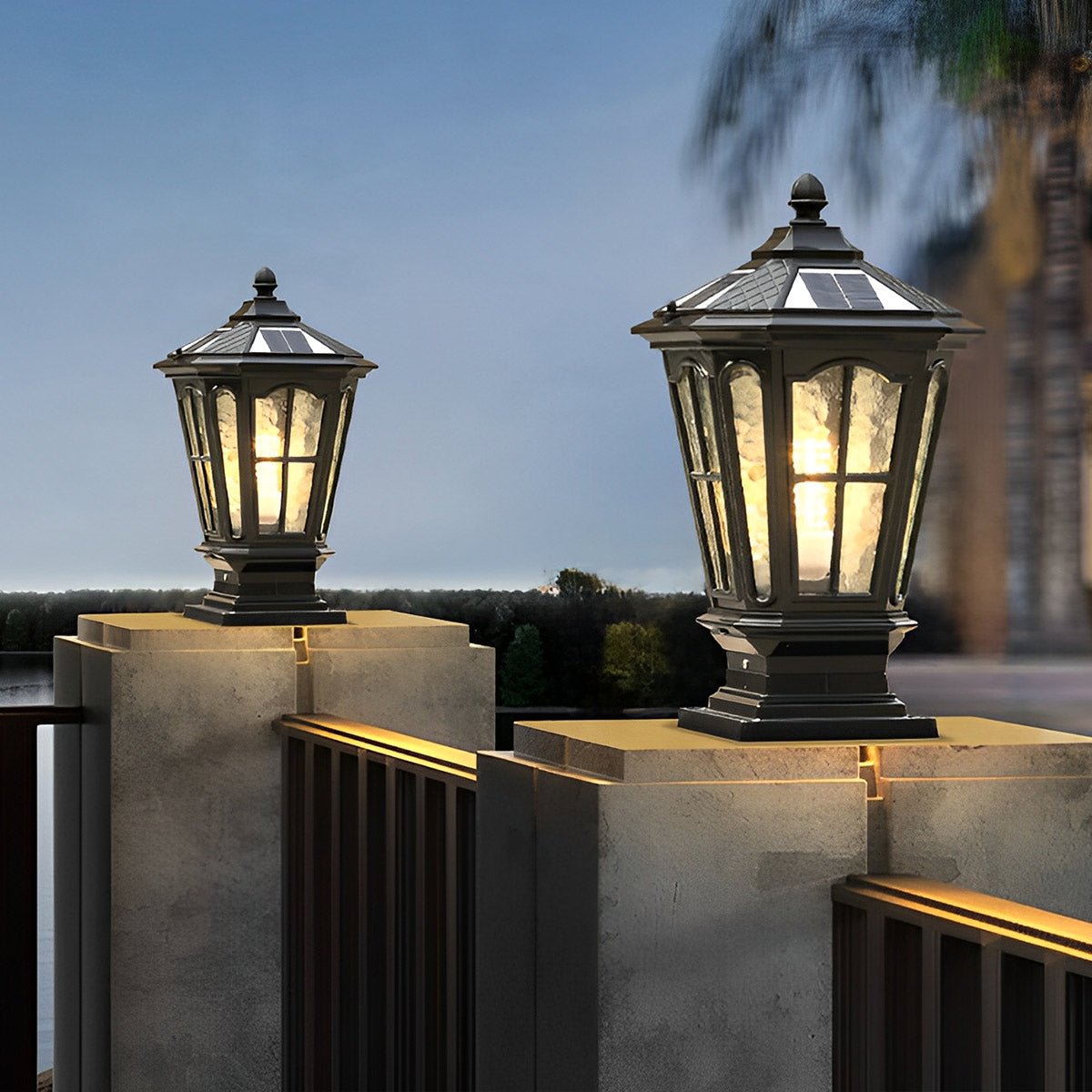 Modern Black and Bronze Metal Solar Fence Post Light | Waterproof Outdoor Illumination for Garden 1