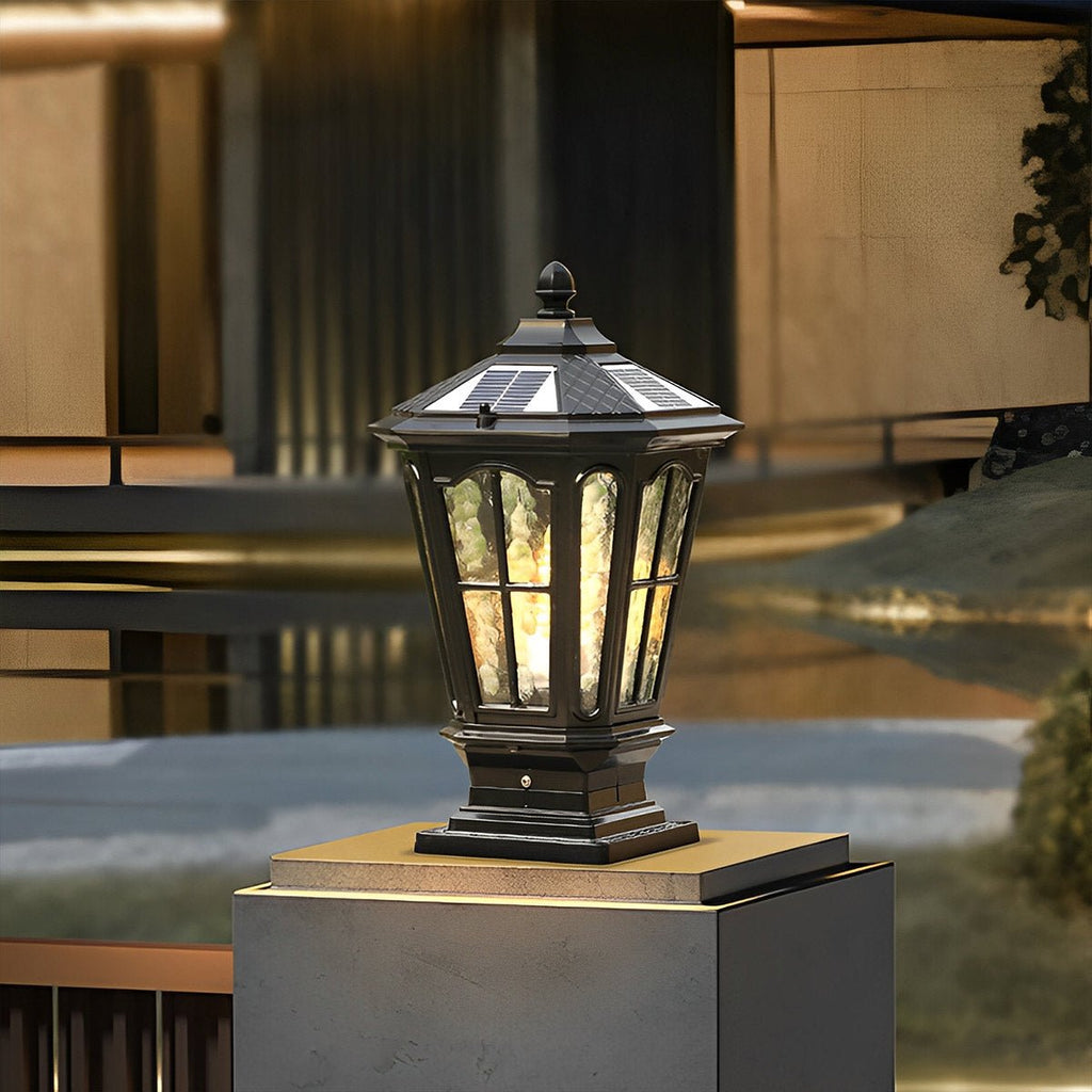 Modern Black and Bronze Metal Solar Fence Post Light | Waterproof Outdoor Illumination for Garden 3