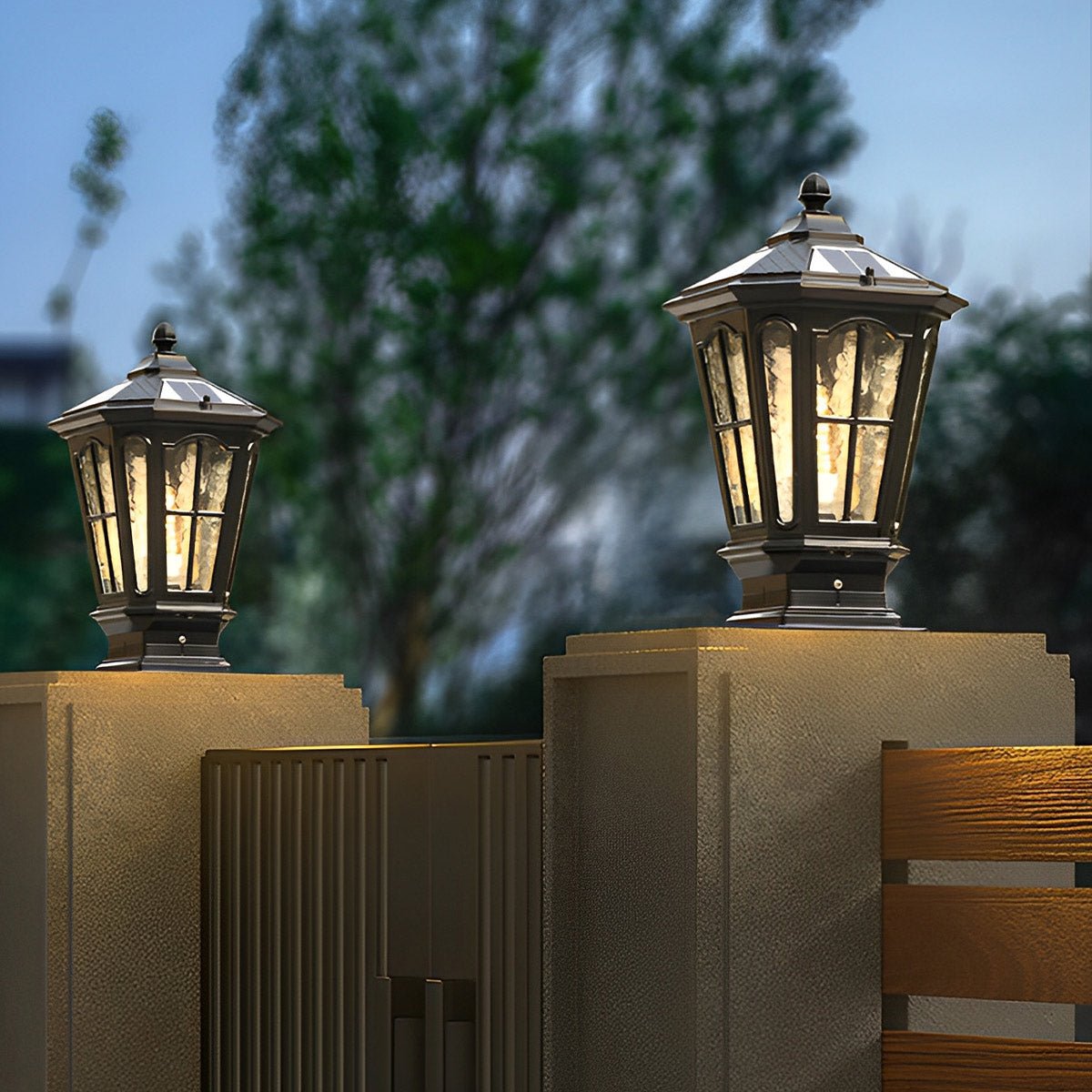 Modern Black and Bronze Metal Solar Fence Post Light | Waterproof Outdoor Illumination for Garden 4