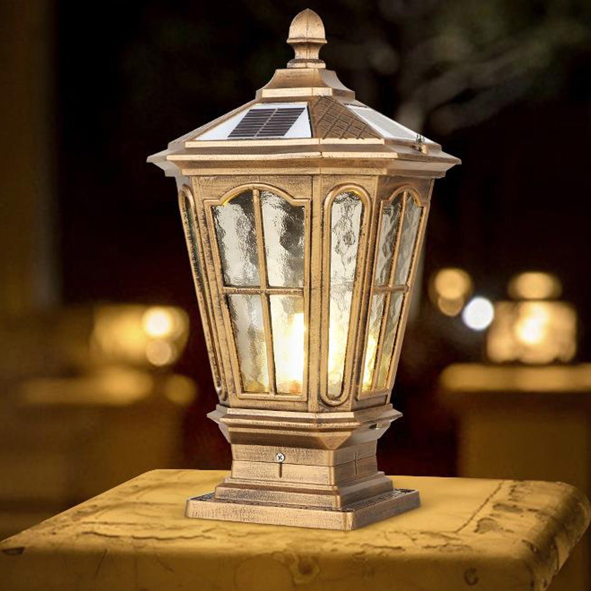 Modern Black and Bronze Metal Solar Fence Post Light | Waterproof Outdoor Illumination for Garden 5