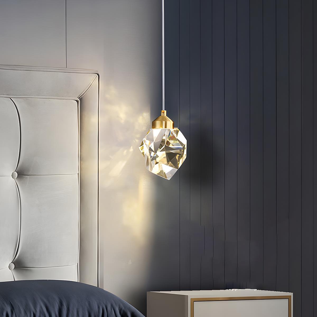 Modern Brass and Crystal Pendant Light | Dimmable Adjustable Fixture for Living Room 0
