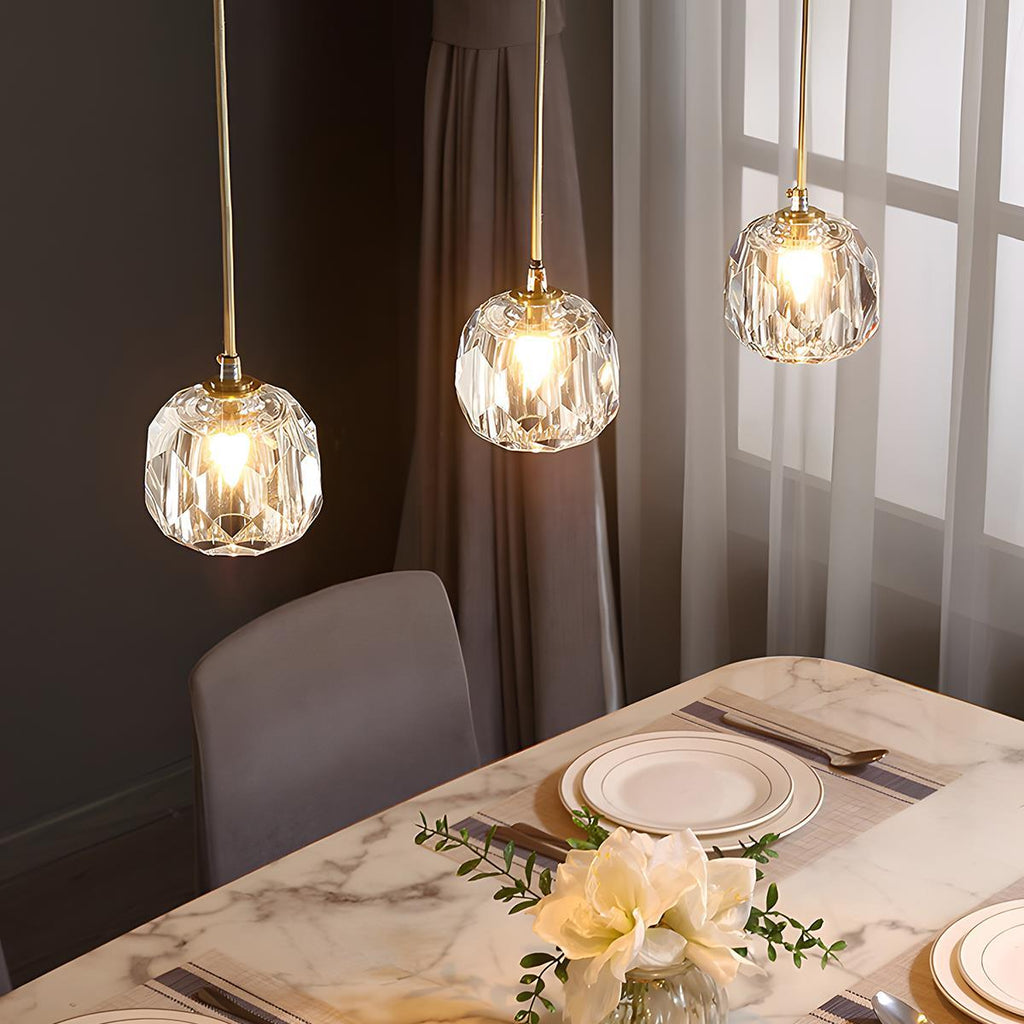 Modern Brass and Crystal Pendant Light | Dimmable Adjustable Fixture for Living Room 1