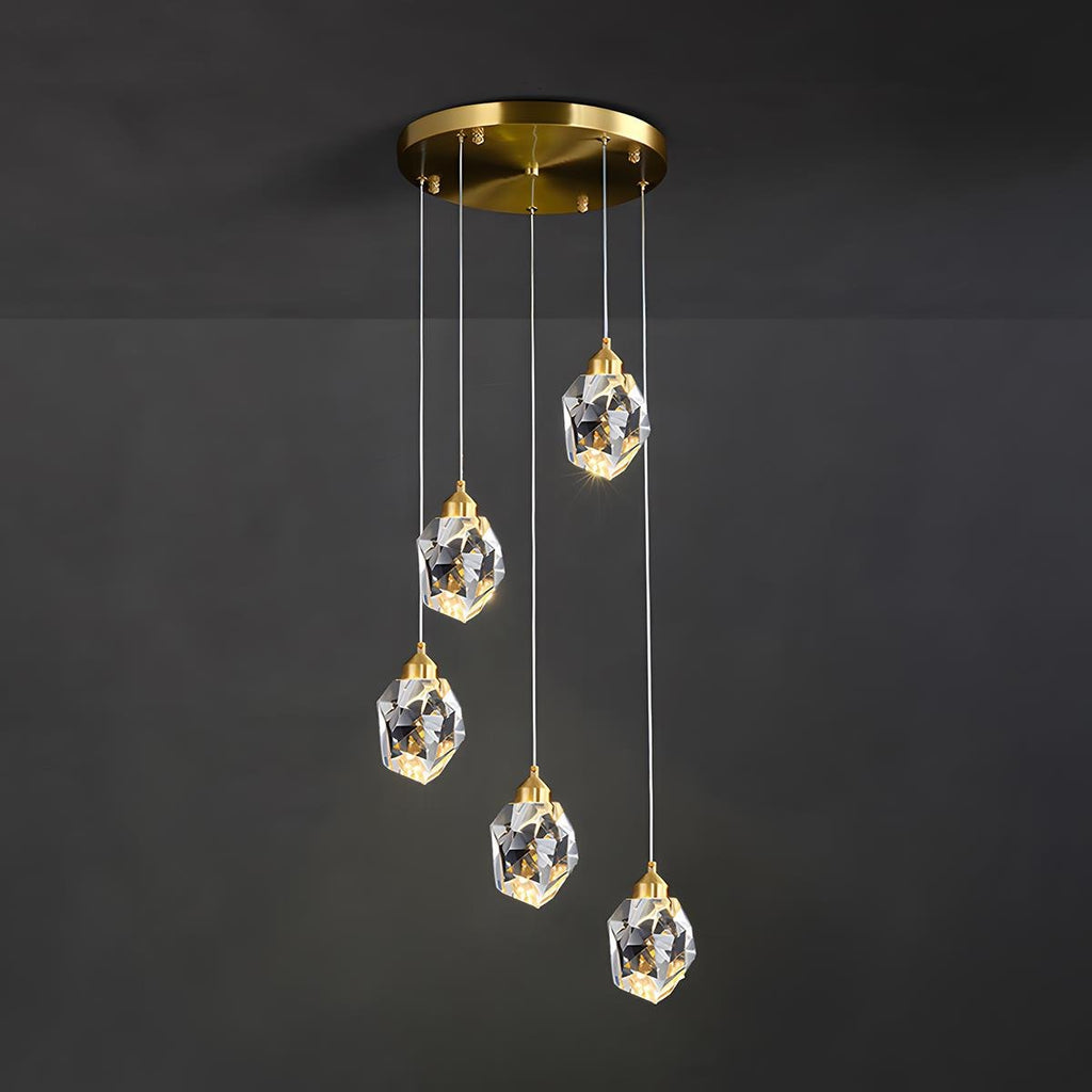 Modern Brass and Crystal Pendant Light | Dimmable Adjustable Fixture for Living Room 10