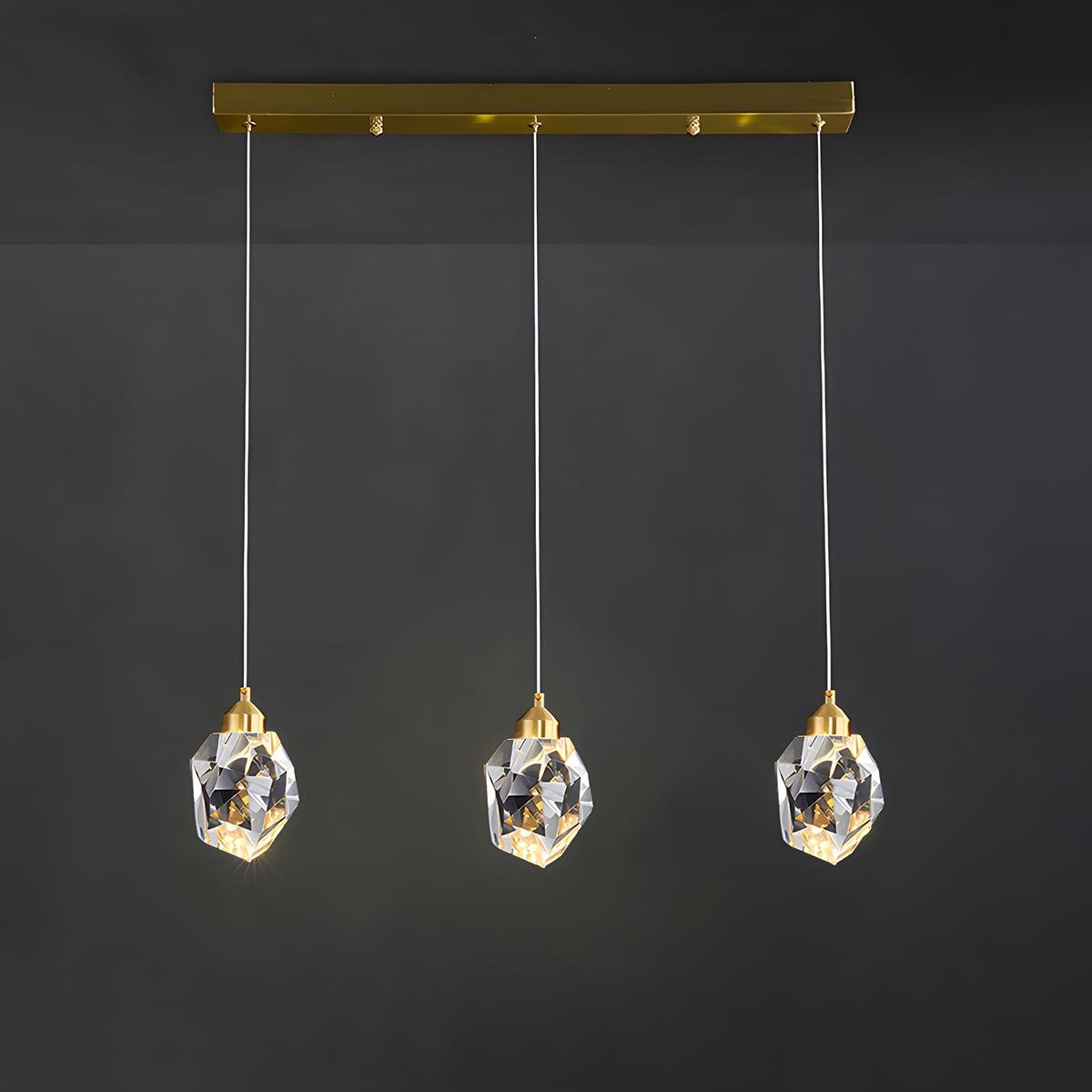 Modern Brass and Crystal Pendant Light | Dimmable Adjustable Fixture for Living Room 11