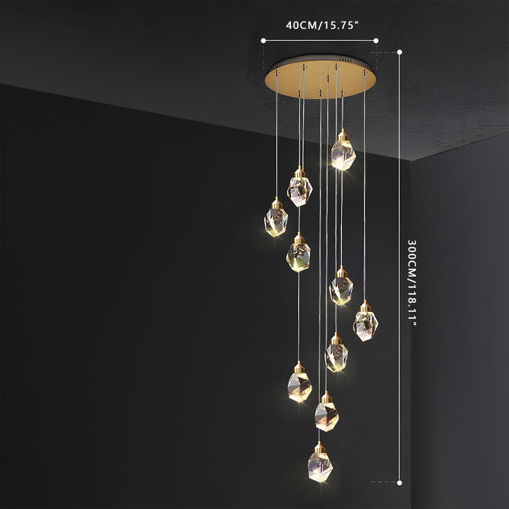 Modern Brass and Crystal Pendant Light | Dimmable Adjustable Fixture for Living Room 12