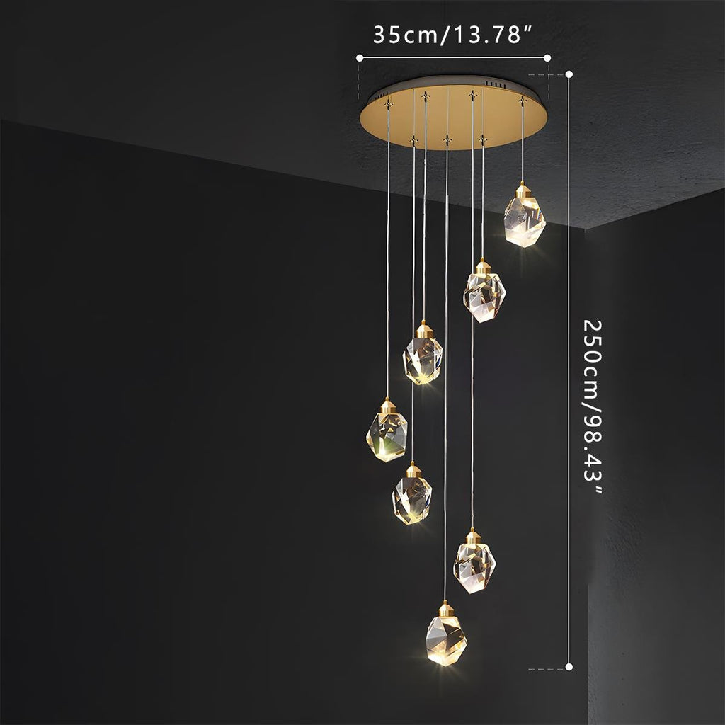 Modern Brass and Crystal Pendant Light | Dimmable Adjustable Fixture for Living Room 13