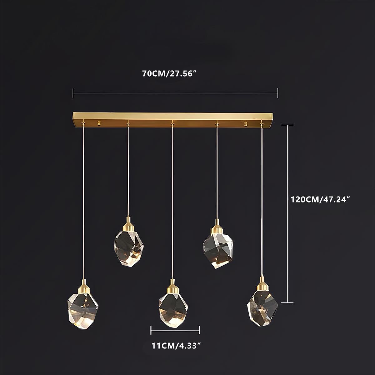 Modern Brass and Crystal Pendant Light | Dimmable Adjustable Fixture for Living Room 14